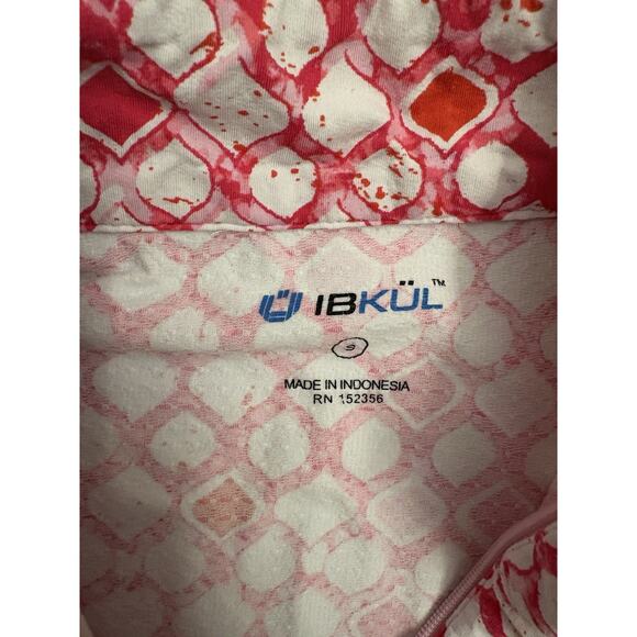 Ibkul Pink Patterned Short Sleeve Mock Golf Shirt Size Small 1/4 Zip - Picture 4 of 7